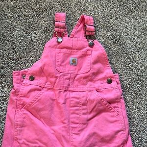 Pink fleece Carhartt bibs 24M